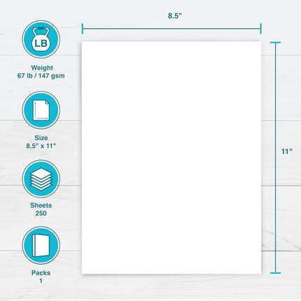 PrintWorks White Cardstock 8.5" x 11" - 67 lb/147 GSM Vellum Bristol - 250 Sheets - Made in the USA - SFI® Certified - 92 Bright - Card Stock Printer Paper for School, Craft, & Office Use (00564)