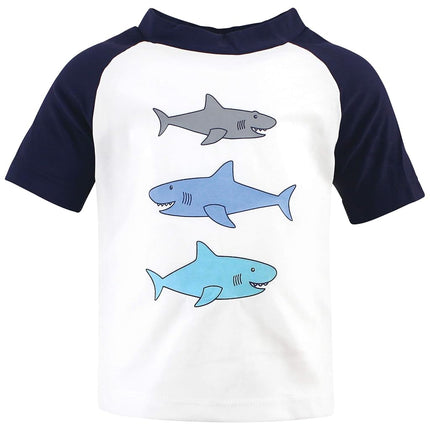 Hudson Baby Unisex Baby Swim Rashguard Set, Sharks, 6-9 Months