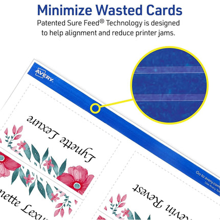 Avery Printable Arched Tent Cards with Sure Feed Technology, 2-1/16" x 3-3/4", White, 100 Blank Place Cards for Laser or Inkjet Printers (35700)