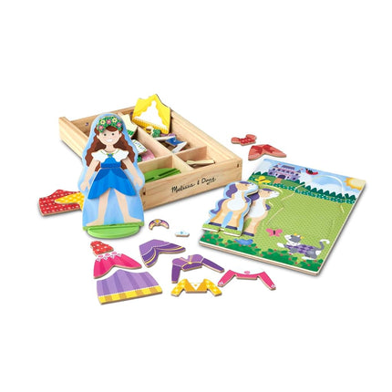 Melissa & Doug Princess & Horse Magnetic Dress-Up Wooden Dolls Pretend Play Set