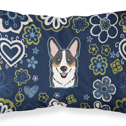 Caroline's Treasures Blue Flowers Tricolor Corgi F
