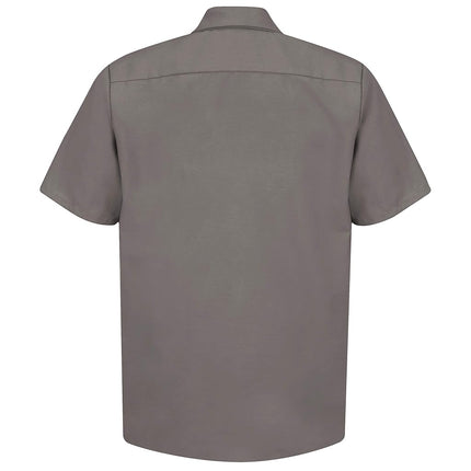 Red Kap Men's Industrial Work Shirt, Regular Fit, Short Sleeve Utility Button, Grey, XXXXXXL Big