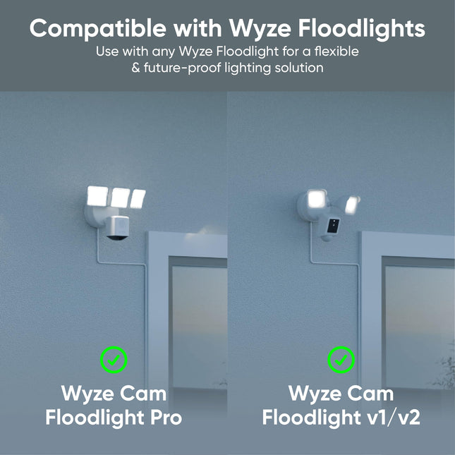 Soporte de montaje enchufable Wyze Floodlight Cam para cámaras Wyze Floodlight v1/v2/Pro, caja eléctrica con cable de alimentación exterior resistente a la intemperie de 20 pies, fácil instalación (negro)