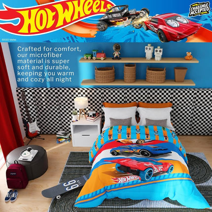 Franco Kids Bedding Super Soft Microfiber Reversible Comforter, Twin/Full, Hot Wheels