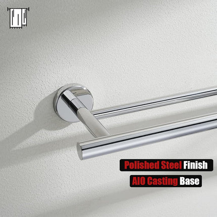 JQK Double Towel Bar Chrome, 20.5 Inch 304 Stainless Steel Thicken 0.8mm Towel Rack Bathroom, Towel Holder Polished Steel Wall Mount, Useable Length 18 Inch, TB100L18-CH