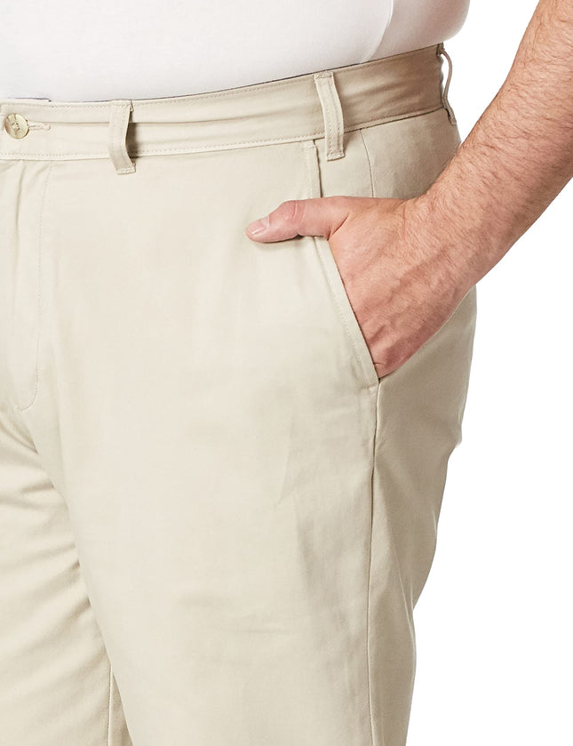 Nautica Men's Big and Tall Twill Flat-Front Pant, True Stone, 46W x 32L