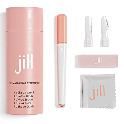JILL Kit de Rasoirs Dermaplane pour Femmes | Kit de Dermaplaning Épilation du Visage Incluant 1 Manche, 2 Rasoirs Peaux Sensibles & Lingette Nettoyante