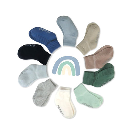 HonestBaby Chaussettes confortables multipack pour bébés, fabriquées de manière durable pour nourrissons, nouveau-nés, tout-petits, enfants garçons et filles, unisexes, lot de 10, bleu lever de soleil, 6-12 mois