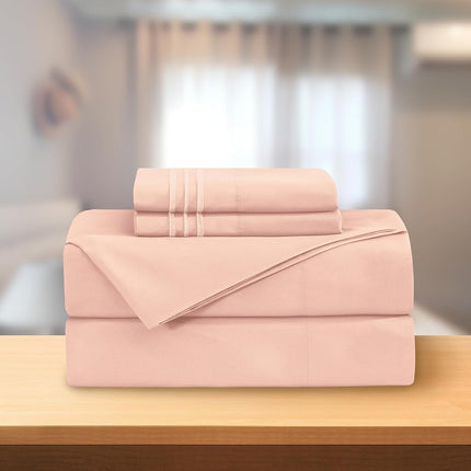 Elegant Comfort Luxury 4-Piece Bed Sheet Set - Luxury Bedding 1500 Premium Hotel Quality Microfiber, Wrinkle Resistant Cool and Breathable, Easy Elastic Fitted, Full, Blush Pink