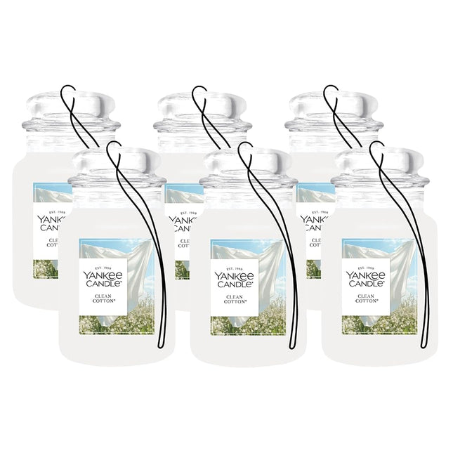 Yankee Candle Paper Car Jar, Clean Cotton (Pack of 6)