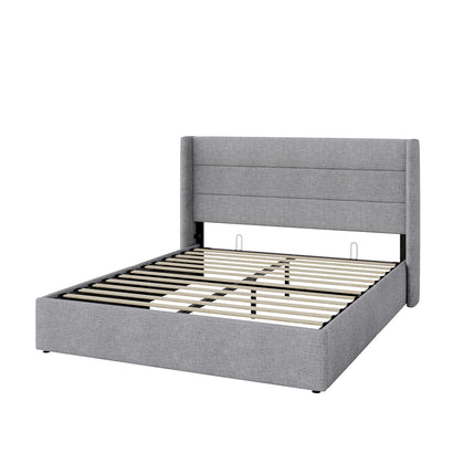 Allewie Full Size Lift Up Hydraulic Storage Bed Frame Light Grey