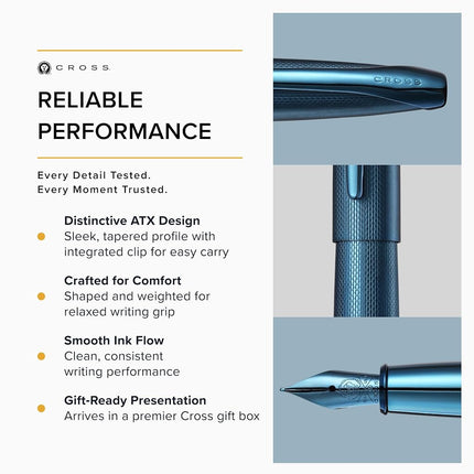 CROSS ATX Sandblasted Dark Blue Fountain Pen