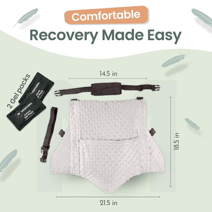 MOYOAMA 3 Pcs Hysterectomy Pillow Set - Incl 2 Gel Packs for Soothing Relief - Hysterectomy Recovery Must Haves After C Section,Post Surgery Pillow,Abdominal Surgery Recovery Pillow,Hysterectomy Gifts