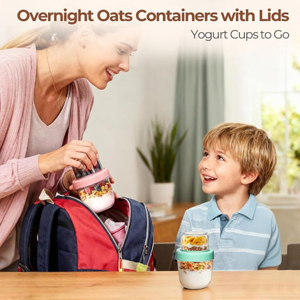 ComSaf Yogurt and Cereal Glass 240 ml Pack of 4 with Compartment 120 ml