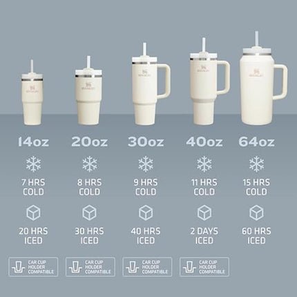 Vaso térmico aislado al vacío de acero inoxidable Stanley Quencher H2.0 FlowState con tapa y pajita para agua, té helado o café, batidos y más