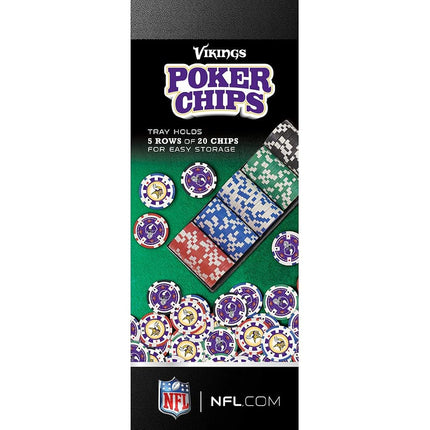MasterPieces Game Day - NFL Minnesota Vikings - Ensemble de 100 jetons de poker style casino