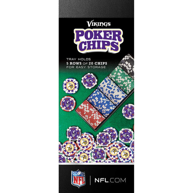 MasterPieces Game Day - NFL Minnesota Vikings - 100 Piece Poker Chip Set, Casino Style