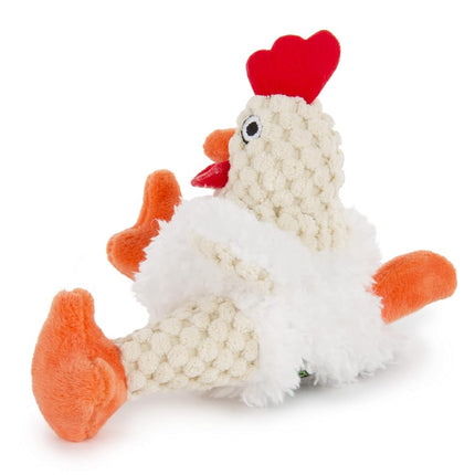 goDog Checkers Just for Me Fat Rooster Squeaky Plush Dog Toy, Chew Guard Technology - White, Mini