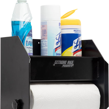 Extreme Max 5001.6122 Aluminum Hand Cleaning Station Organizer for Enclosed Race Trailer, Shop, Garage, Storage - Black