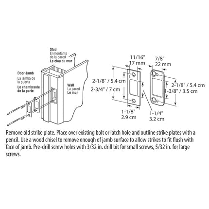 Prime-Line Products E 2483 Deadbolt Strike, Satin Nickel, 2-Piece