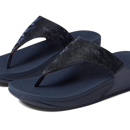 FitFlop ET9399-080 LULU Glitz Toe-Post Sandals Midnight Navy US10