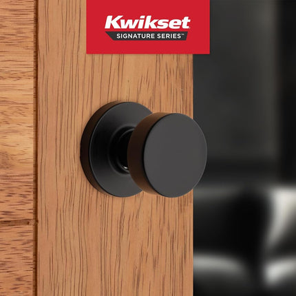 Kwikset Pismo Interior Passage Door Knob, Handle for Closet and Hallway Doors, Non-Locking Doorknob in Matte Black, with Microban Protection
