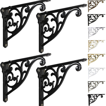 Shelf Brackets 8 Inch 4PCS Heavy Duty Matte Black 