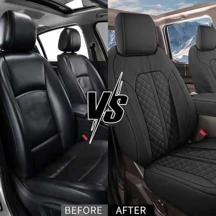 Tecoom Housses de siège avant en cuir imperméable pour camionnette Dodge Ram 1500 de 2009 à 2018, Ram 2500/3500 Crew Mega Cab de 2010 à 2023, avant concave, noir