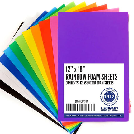 Horizon Group USA Rainbow Foam Sheets, 12" X 18", 