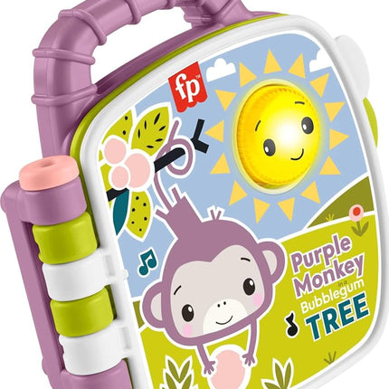 Fisher-Price Baby Toy Purple Monkey Musical Storybook with Lights & Sounds for Infants & Toddlers Ages 6+ Months, JFC75