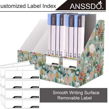 ANSSDO Cardboard Magazine Holder Premium Magazine File Holder Organizer, Magazine File Organizer, Large Volume Magazine Storage Box as Book Bins or Folder Holder for Desk - Teal Floral 12 Pack