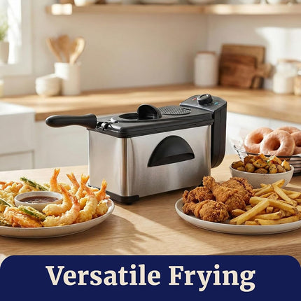 Elite Gourmet EDF2100 Electric Immersion Deep Fryer Removable Basket AdjCatable Temperature, Lid with Viewing Window and Odor Free Filter, 2 Quart / 8.2 cup