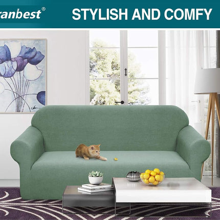 Granbest Premium Water Repellent Sofa Cover High Stretch Couch Slipcover Super Soft Fabric Couch Cover (Matcha Green, Large)