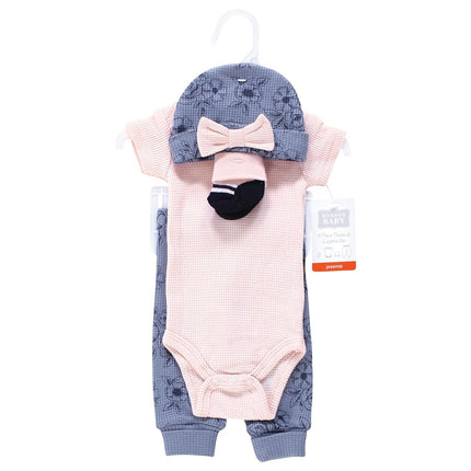 Ensemble de layette unisexe Hudson Baby en tissu thermique pour prématuré, 4 pièces, manches courtes, Toile Marine Manches Courtes, prématuré