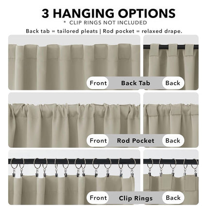 Deconovo Blackout Curtains for Kitchen Window, Back Tab and Rod Pocket Curtains, Room Darkening Curtains, 52x45 Inch, Light Beige, 2 Panels