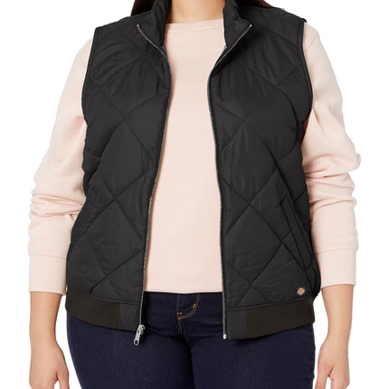 Dickies Women's Quilted Bomber Vest, Black V1, XX-