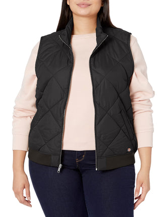 Dickies Women's Quilted Bomber Vest, Black V1, XX-