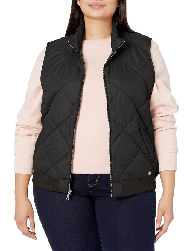Dickies Womens Quilted Vest, Black, X-Small