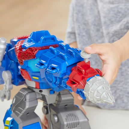 Transformers Aventuras Dinobot Optimus Prime T-Rex Juguete transformable con luces y sonidos, figura de acción de más de 22 cm, a partir de 3 años