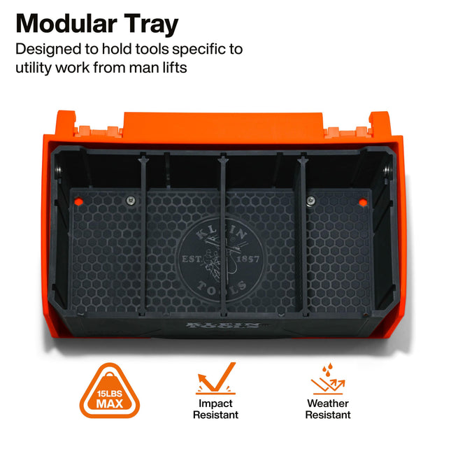 KLEIN TOOLS BC703SL Sliding Drawer Module, Rail System Attachment, 15-Pound Load Rating, High-Impact Plastic, Weather-Resistant with Customizable Removable Inserts for Man Lifts and Scissor Lifts