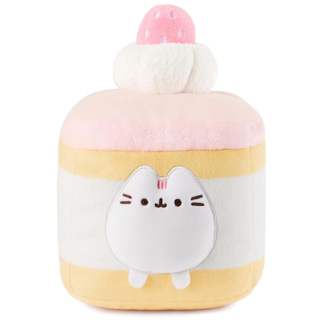 GUND Pusheen Strawberry Sponge Cake Plush, Squishy Toy, Collectible Plush Toy, Dessert Plush, Cat Stuffed Animal for Ages 8 and Up, Pink, 6”