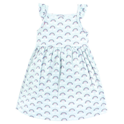 Hudson Baby Baby Girls' Cotton Dresses, Cloudy Rainbow, 18-24 Months