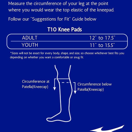 Mizuno T10 Plus Kneepad, ADULT Volleyball Kneepad, Adult - White, One Size, 480121.0000.10.ONE