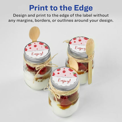 Avery Durable Waterproof Round Scalloped Labels with Sure Feed, 2.5" Diameter, 450 Oil and Tear-Resistant Waterproof Labels, Print-to-The-Edge, Laser/Pigment-Based Inkjet Printable Labels