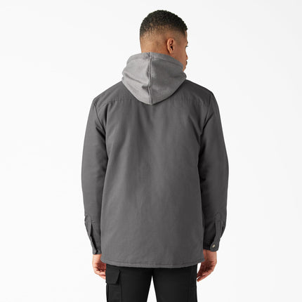 Chaqueta camisa con capucha de forro polar Dickies de hombre con DWR, color pizarra, 4X Tall