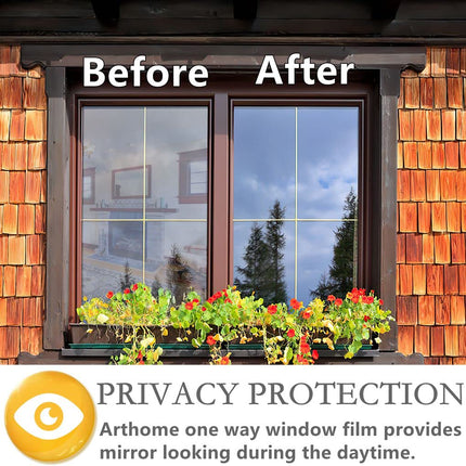 Arthome Heat Blocking Window Film Kit Anti-UV 60x460cm, Heat Control Window Stick Tint Reflective No Glue Static Cling Adhesive DIY One Way Film for Home and Office Sun Glare Reduction with Tool…