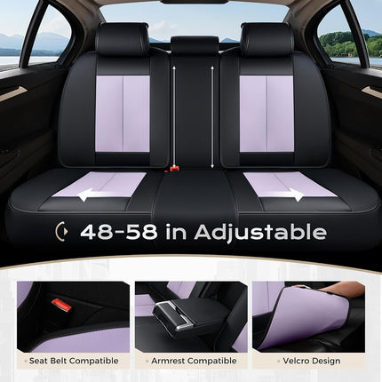 Coverado Seat Covers, Car Seat Covers Full Set, Leather Seat Covers for Cars, Car Seat Protector, Black Car Seat Covers Front Seats and Back Seats Universal Fit for Most Cars Purple