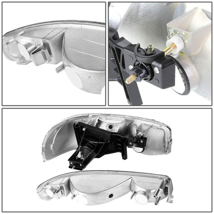 DNA Motoring HL-OEM-SIE99-4P-CH-AM Faros delanteros cromados y ámbar compatibles con Sierra Yukon 99-07