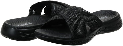 Skechers Women's ON-The-GO 600-GLISTENING Slide Sandal, Black, 4 UK