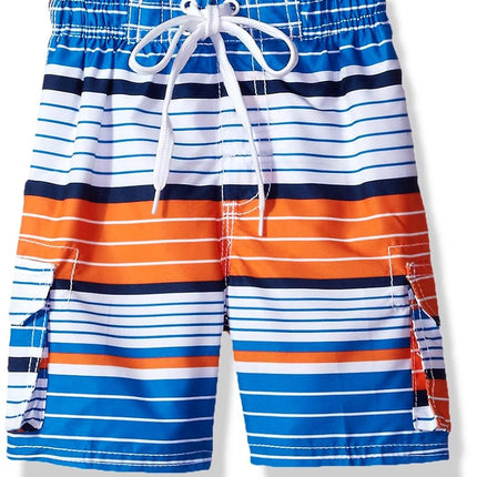 Bermudas de playa de secado rápido con raya Blake grandes para niños de Kanu Surf, color Royal/Naranja, talla M (10/12)